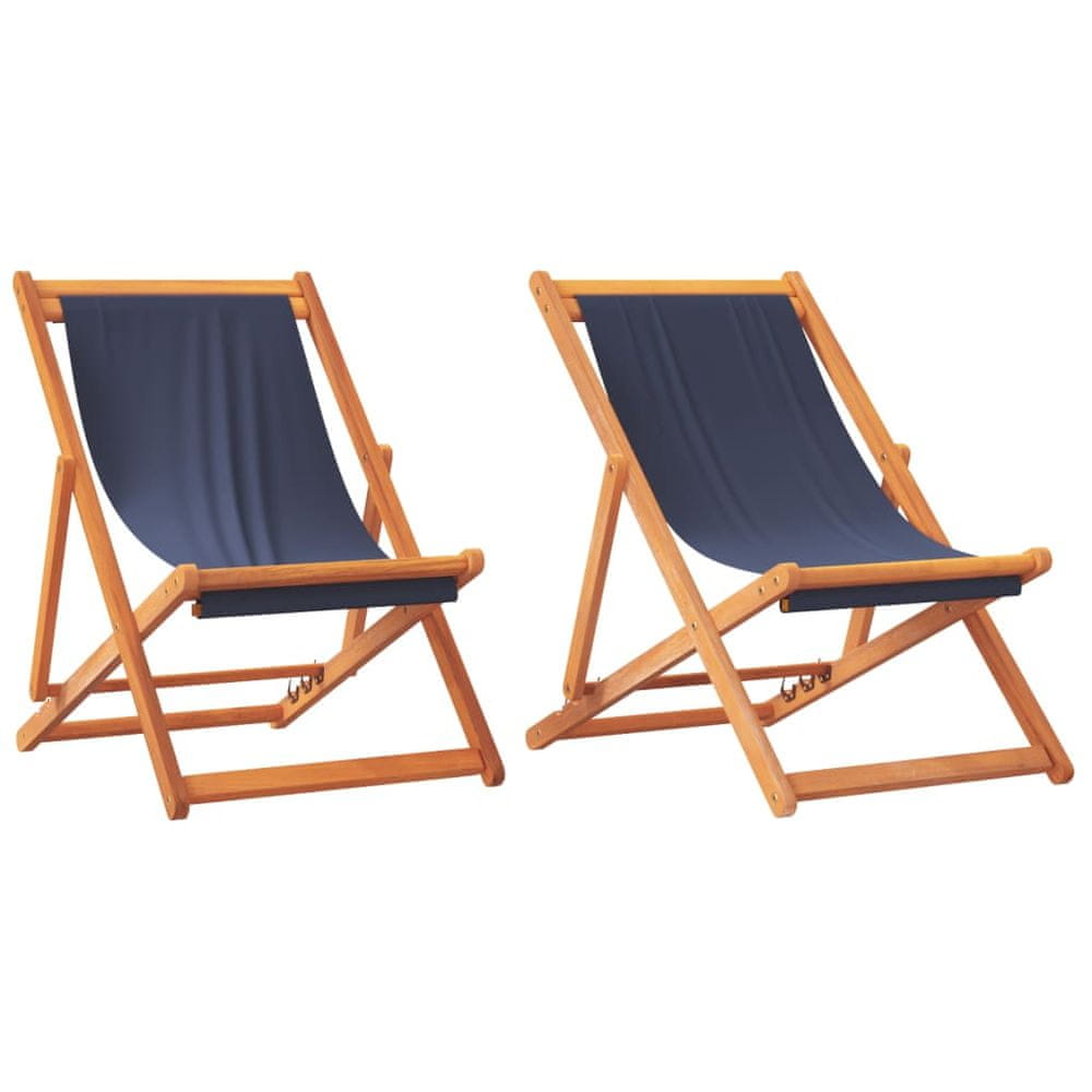 Vidaxl Skladacie plážové stoličky 2 ks modré látka